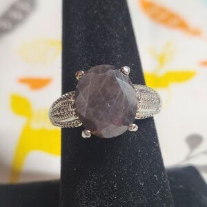 Natural Silver Sapphire Stainless Steel Solitaire Ring